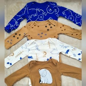 4 Piece Set, Winter Woodland Onsies